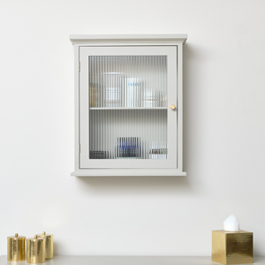 Grey Reeded Glass Fronted Wall Cabinet