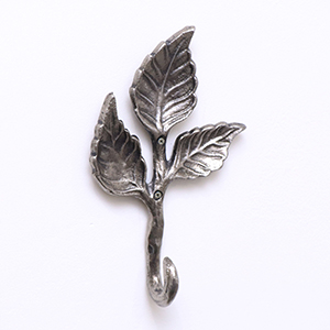 Antique Silver Leaf Detail Textured Wall Hook
