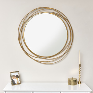 Large Round Antique Gold Mirror 92cm x 92cm