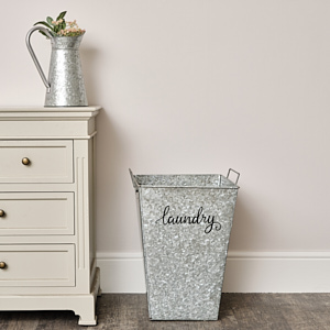 Silver Glavanised Metal Storage / Laundry Basket - 50cm