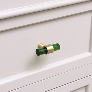 Gold & Green Acrylic T-Bar Shaped Drawer Handle
