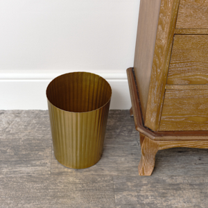 Shiny Gold Reeded Metal Paper Bin 21cm x 27cm Shiny Gold Reeded Metal Paper Bin 21cm x 27cm