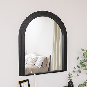 Large Black Arched Wall Mirror - 90cm x 77cm Large Black Arched Wall Mirror - 90cm x 77cm