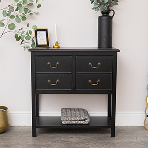 Black 4 Drawer Large Chest/Console Table with Shelf - Briggs Range Black 4 Drawer Large Chest/Console Table with Shelf - Briggs Range