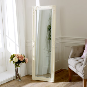 Tall Ornate White Mirror 47cm x 142cm