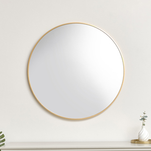 Large Round Gold Framed Wall Mirror 80cm x 80cm