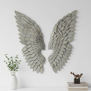 Pair of Large Grey Feather Effect Angel Wings