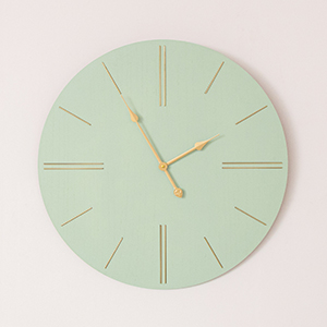 Large Green Wooden Grain & Gold Detailed Wall Clock - 70cm x 70cm
