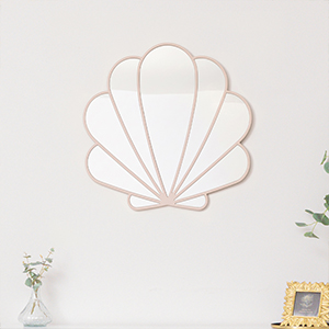 Large Pink Shell Shaped Wall Mounted Mirror - 60cm x 60cm