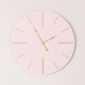 Large Pink Wooden Grain & Gold Detailed Wall Clock - 70cm x 70cm