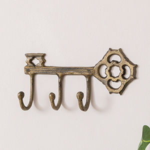 Antique Brass Key Shaped Key Hook Rail