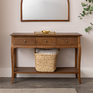 3 Drawer Dark Wood Console Table with Shelf - Ashwell Range