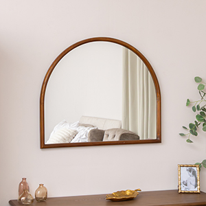 Dark Wood Framed Arched Leaner Mirror - 60cm x 140cm