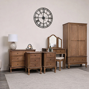Dark Wood Wardrobe, Dressing Table Set, Chest of 4 Drawers & Pair of Bedside Tables - Ashwell Range
