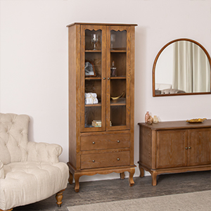 Tall Freestanding Wood Display Cabinet - Ashwell Range