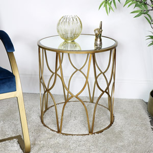 Gold Mirrored Side Table 
