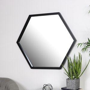 Large Black Hexagon Mirror 