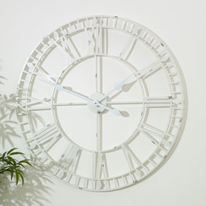 Large White Skeleton Wall Clock