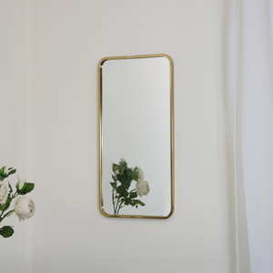 Gold Thin Framed Wall Mirror 38cm x 76cm