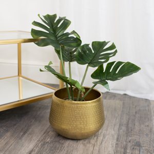 Small Round Gold Patterned Planter