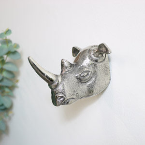 Silver Rhino Wall Hook