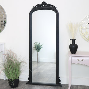 Tall Black Ornate Vintage Wall / Leaner Mirror 80cm x 180cm