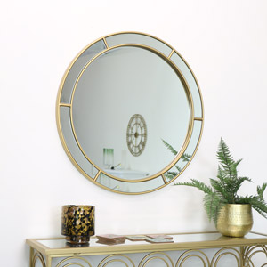 Large Round Gold Window Mirror 80cm x 80cm