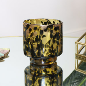Leopard Print Glass Candle Holder