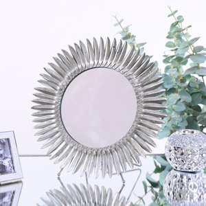 Antique Silver Feather Effect Vanity Mirror