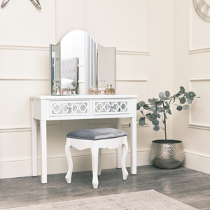 White Mirrored Console Table / Dressing Table - Sabrina White Range