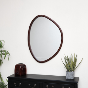 Asymmetrical Wooden Pebble Wall Mirror 60cm x 60cm