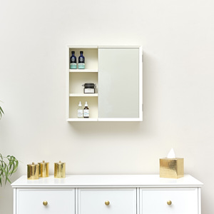 Cream Open Shelved Mirrored Wall Cabinet 53cm x 53cm