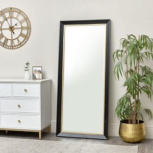 Large Rectangle Black & Gold Wall Mirror 158cm x 70cm