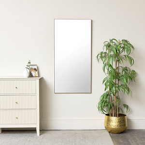 Gold Thin Framed Rectangle Wall Mirror 110cm x 55cm