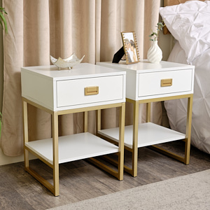 Pair of One Drawer Bedside Tables - Elle White Range