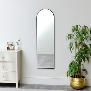 Tall Slim Black Arched Wall Mirror 135cm x 40cm