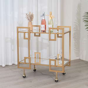 Large Gold Art Deco Mirrored Drinks Trolley With Wheels