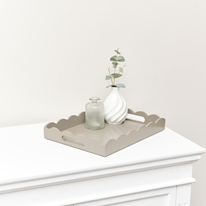 Rectangle Taupe Scalloped Tray