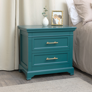 2 Drawer Large Teal Bedside Table