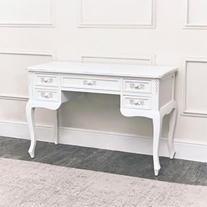 Antique White Large 5 Drawer Dressing Table/Writing Desk - Pays Blanc Range