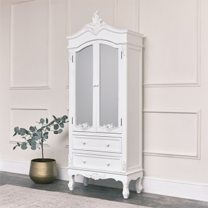 Pays Blanc Range - Antique White Mirrored Closet