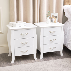 Pair of 3 Drawer Bedside Tables - Elizabeth White Range