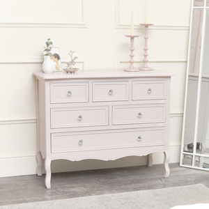 Large Pink 6 Drawer Chest of Drawers - Victoria Pink Range