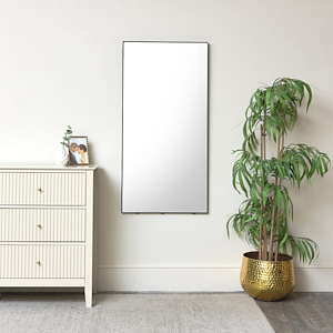 Black Thin Framed Rectangle Wall Mirror 110cm x 55cm