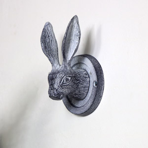 Grey Hare Head Coat Hook 8.5cm x 13cm