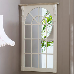 Large Cream Window Style Wall Mirror - Lyon Range 66.5cm x 100cm