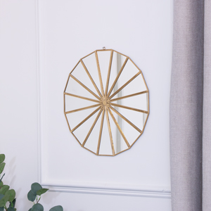 Gold Framed Round Sectional Wall Mirror 