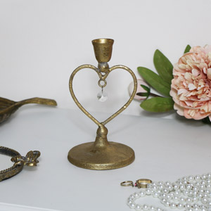Gold Heart Shaped Candle Holder