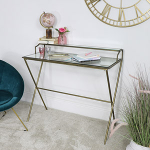 Gold and Glass Metal Desk