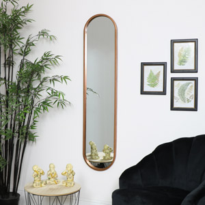 Tall Slim Copper Oval Mirror 